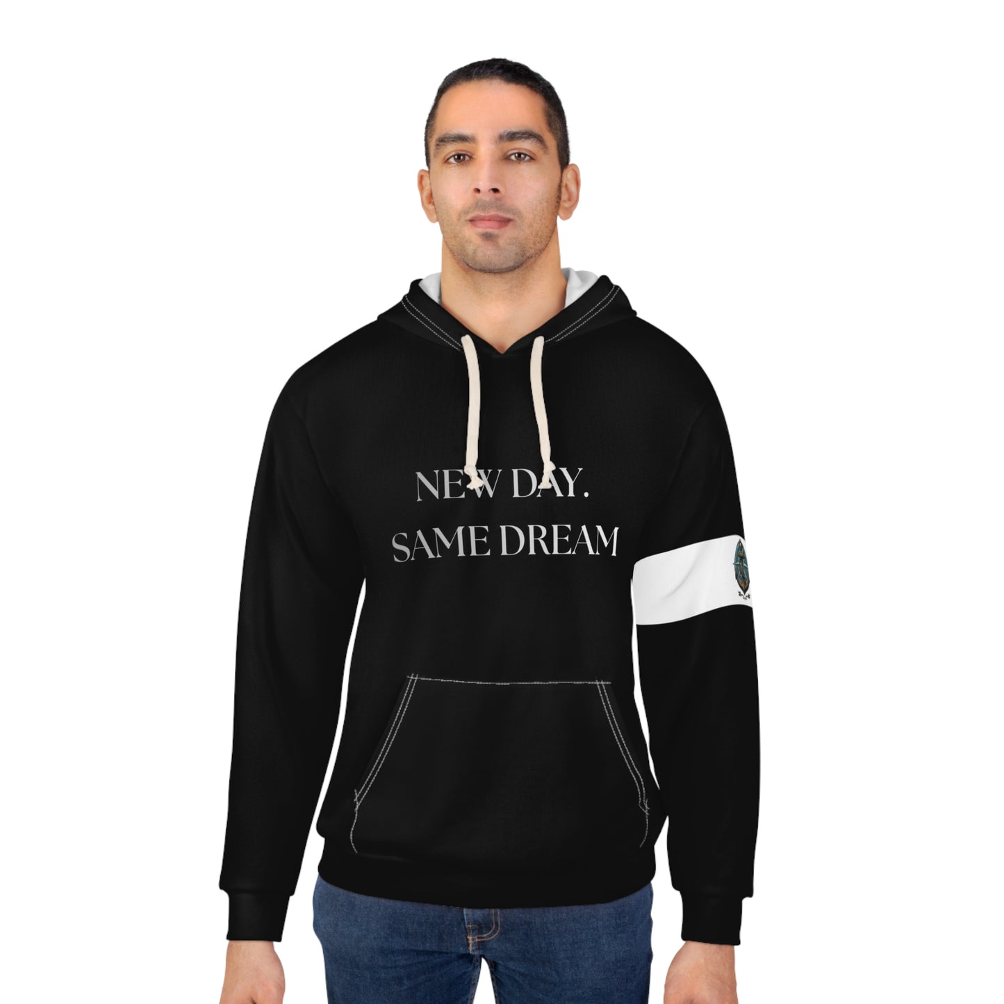 Hoodie - "New Day. Same Dream" Black Pullover Hoodie (Repeat Softly)