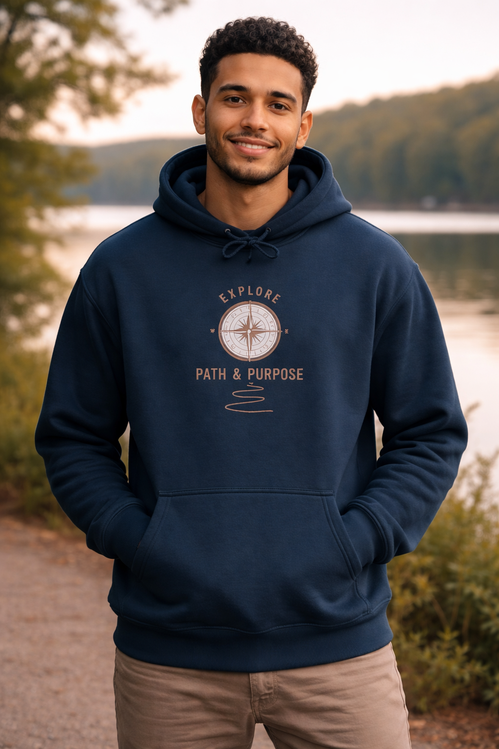 Compass Hoodie — “Go With All Your Heart” Inspirational Hooded Sweatshirt