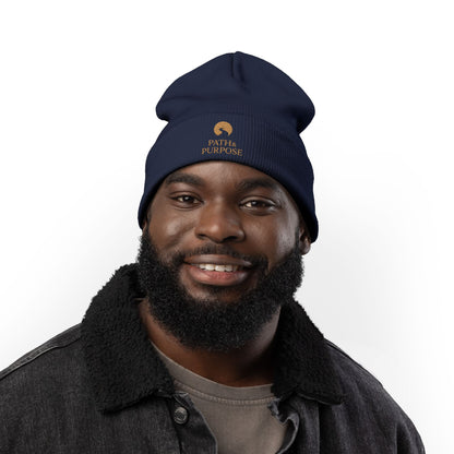 Embroidered Knit Beanie - 'PATH & PURPOSE'