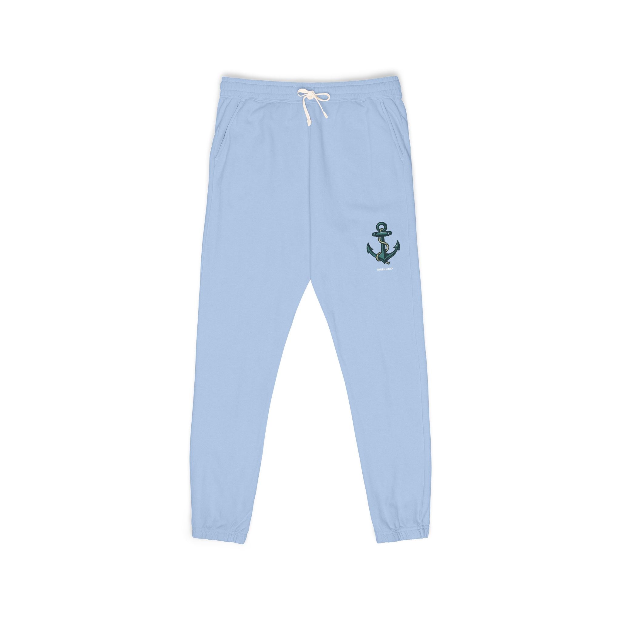 Fleece Sweatpants with Anchor and Biblical Scripture Design