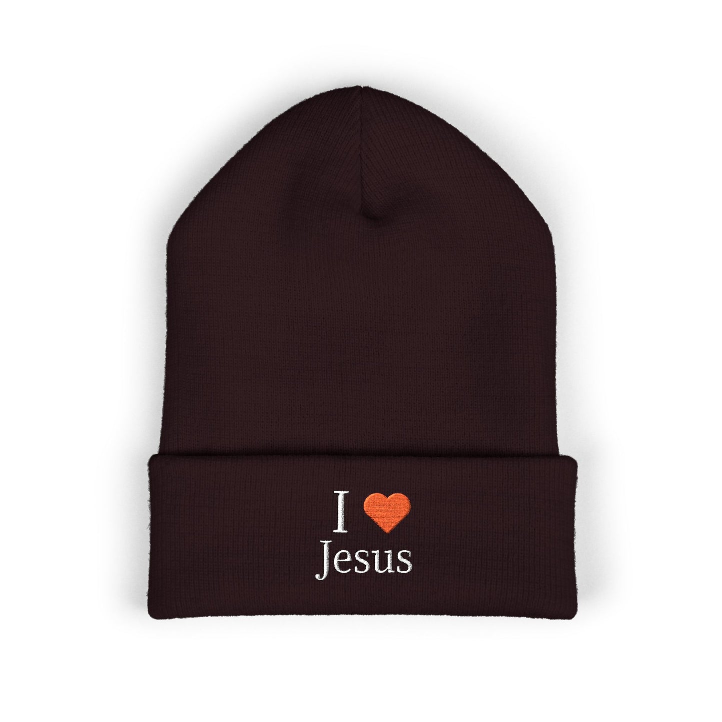Beanie Hat Embroidered with 'I ❤️ Jesus' Design