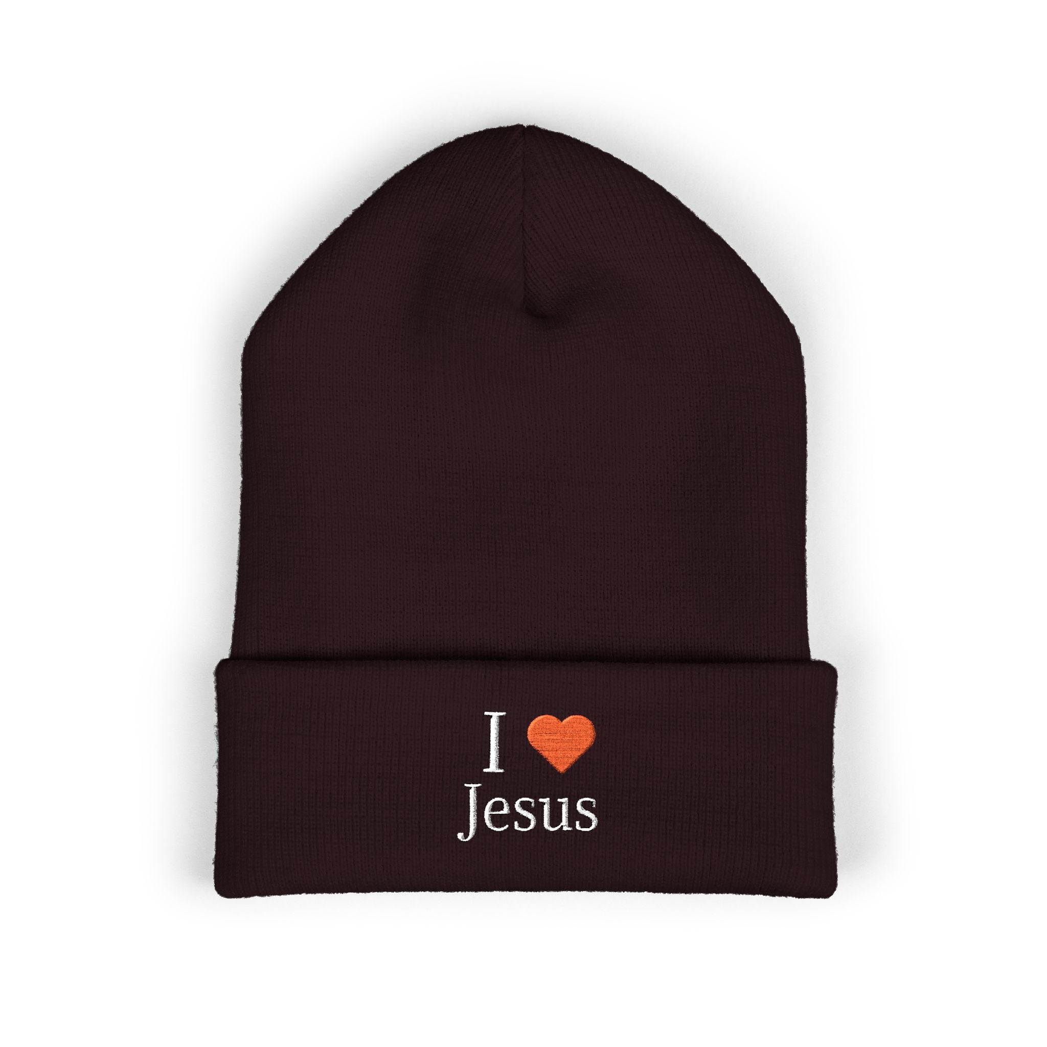 Beanie Hat Embroidered with 'I ❤️ Jesus' Design