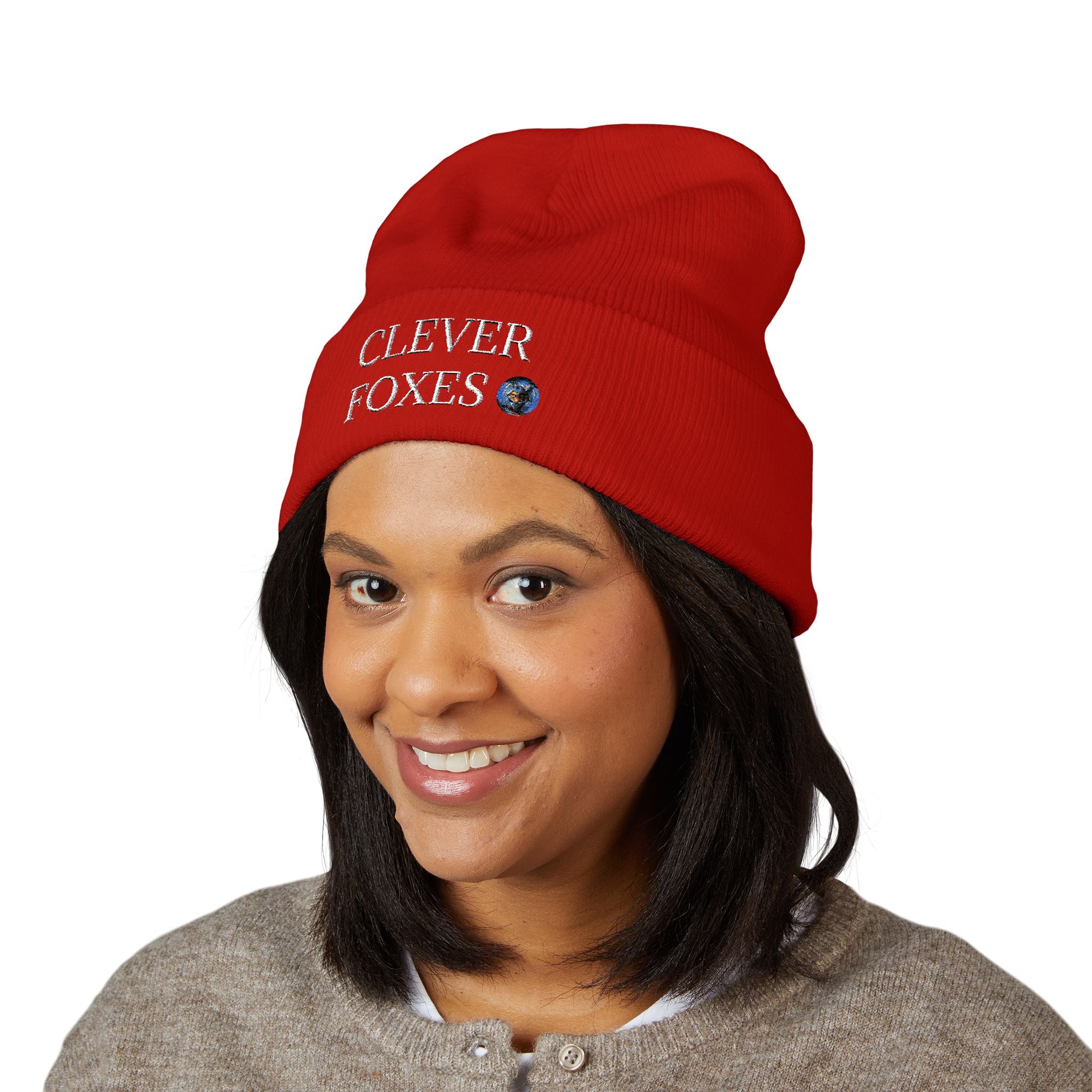 Beanie Clever Foxes Embroidered Cuffed Beanie