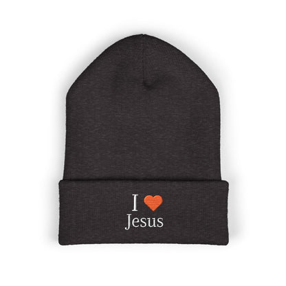 Beanie Hat Embroidered with 'I ❤️ Jesus' Design