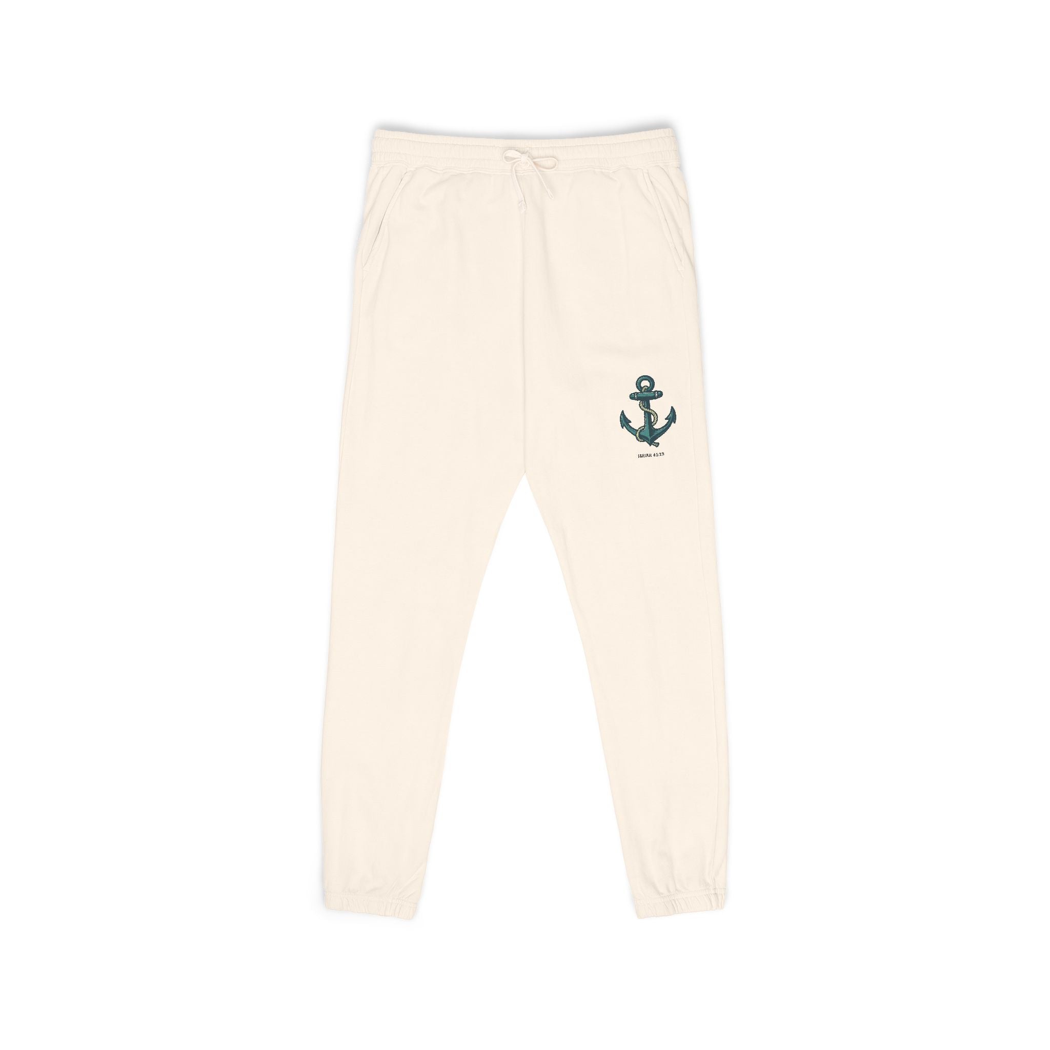 Fleece Sweatpants with Anchor and Biblical Scripture Design