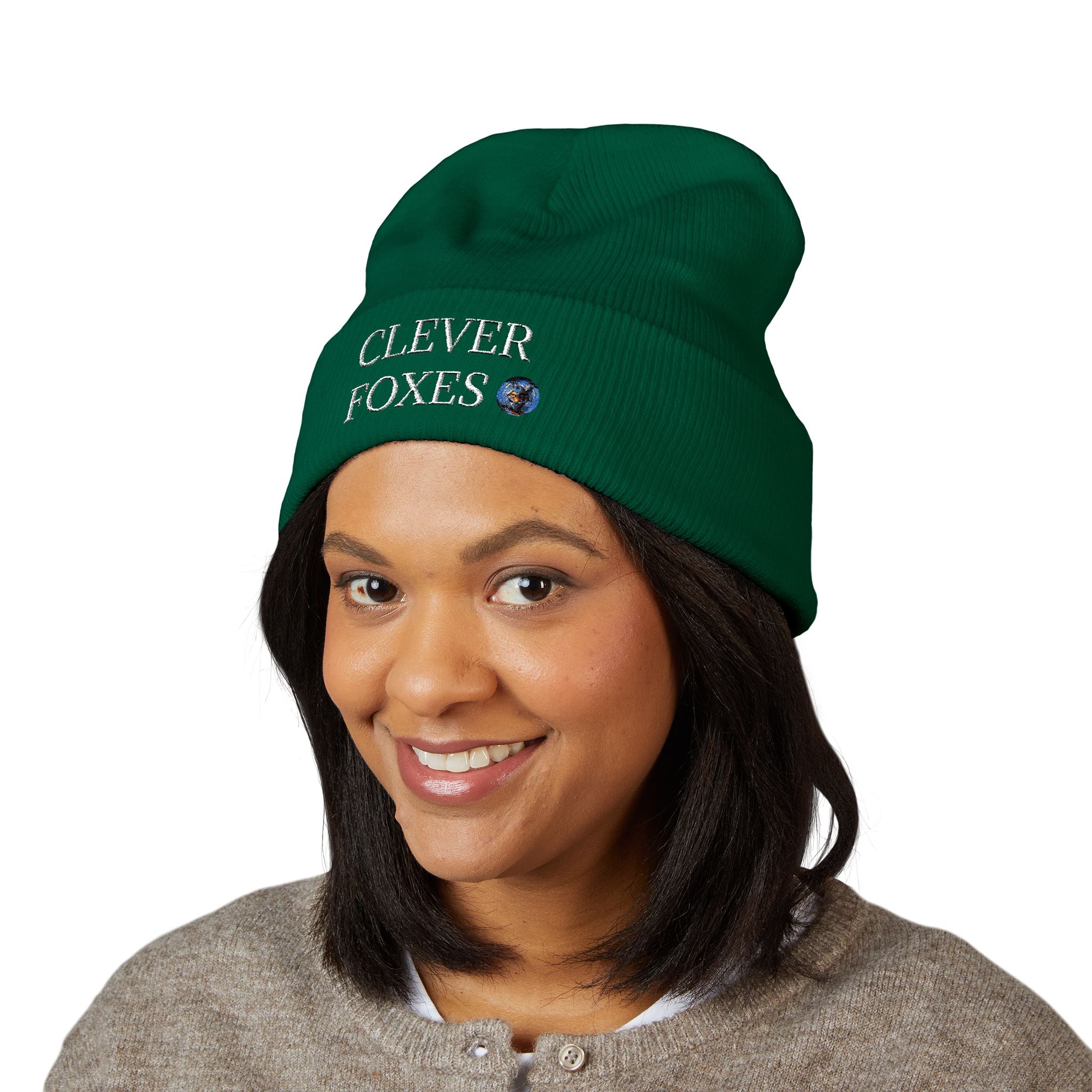 Beanie Clever Foxes Embroidered Cuffed Beanie