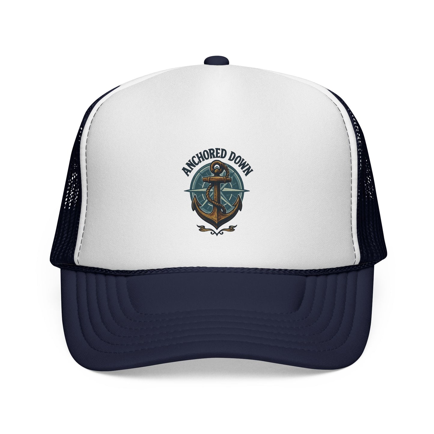 Anchored Down Trucker Cap — Nautical Anchor Baseball Hat