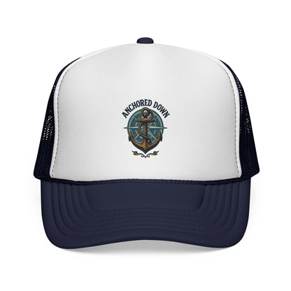 Anchored Down Trucker Cap — Nautical Anchor Baseball Hat