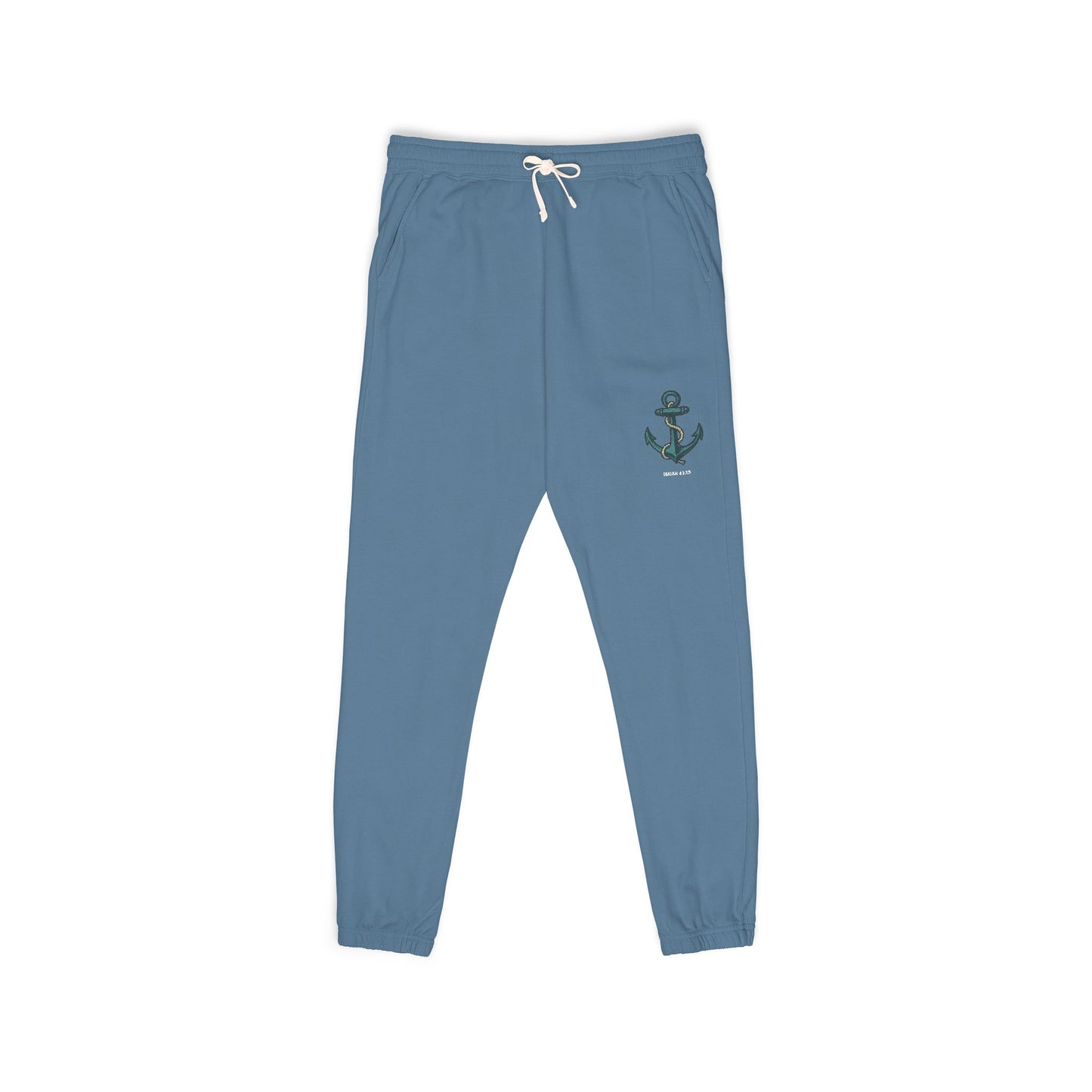 Fleece Sweatpants with Anchor and Biblical Scripture Design