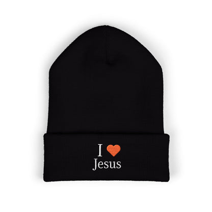 Beanie Hat Embroidered with 'I ❤️ Jesus' Design
