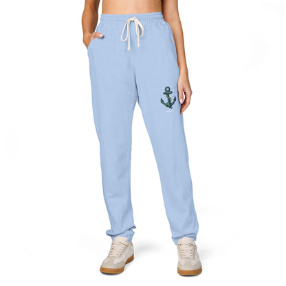 Fleece Sweatpants with Anchor and Biblical Scripture Design