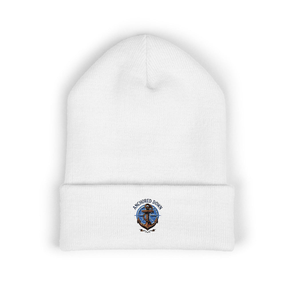 Beanie Hat Anchored Down Embroidered Cuffed Beanie
