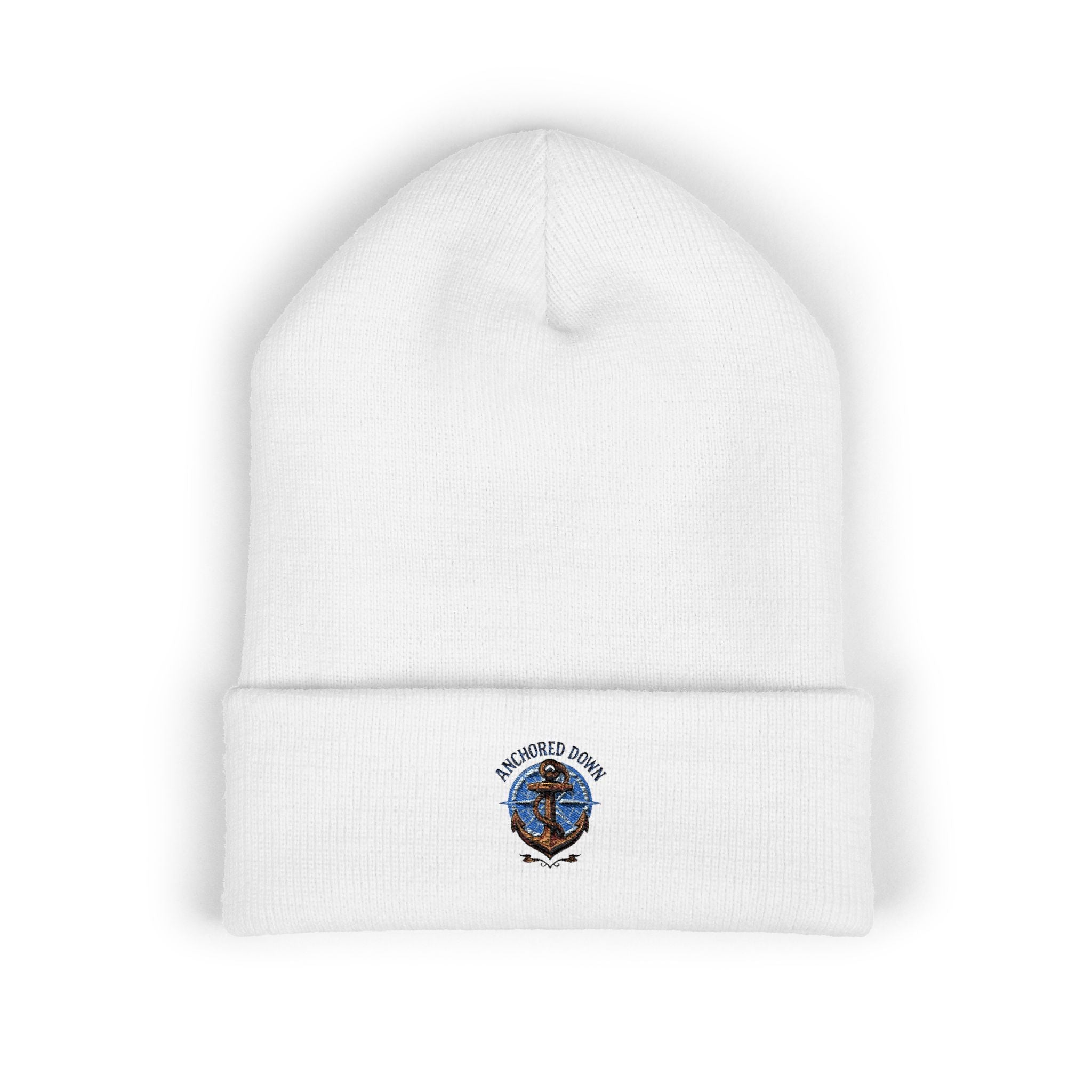 Beanie Hat Anchored Down Embroidered Cuffed Beanie
