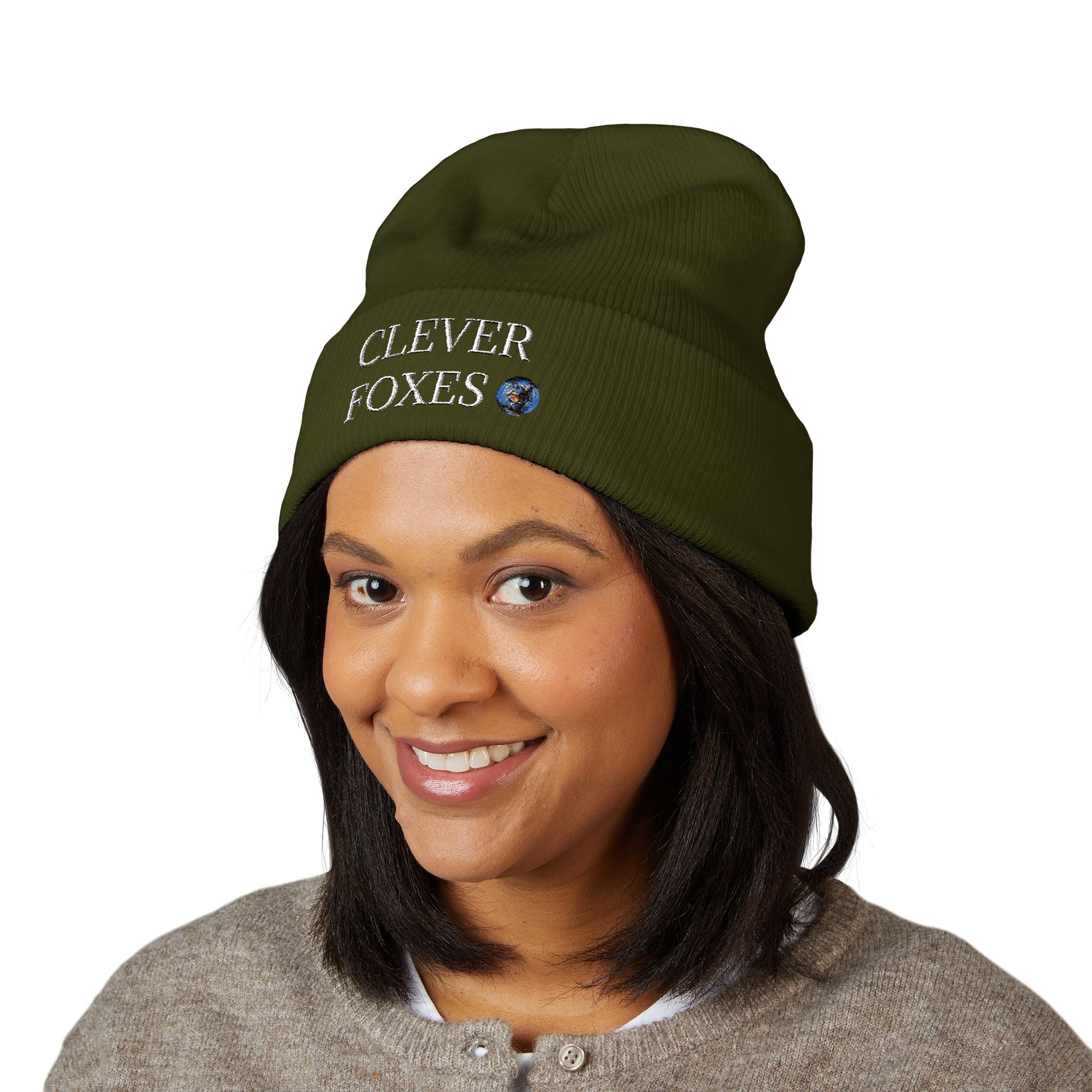 Beanie Clever Foxes Embroidered Cuffed Beanie